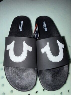 TRUE RELIGION Mens Slides Horseshoe Logo black various